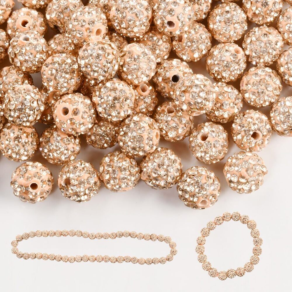 2417 200pcs 10mm Rhinestone Clay Beads for Crafting - Ice Collection